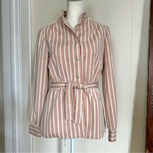 Vintage Melissa Lane Striped Button Up Tie Front Blouse | Shacket XSmall
